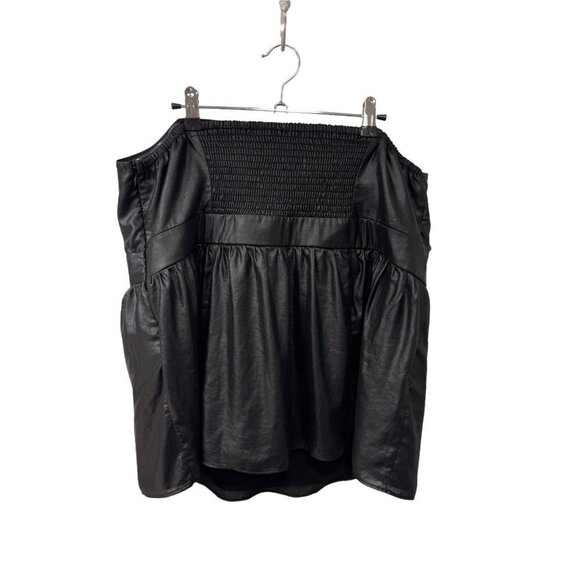 Lane Bryant Black Faux Leather Strapless Bustier Top Peplum size 20 - Picture 5 of 7